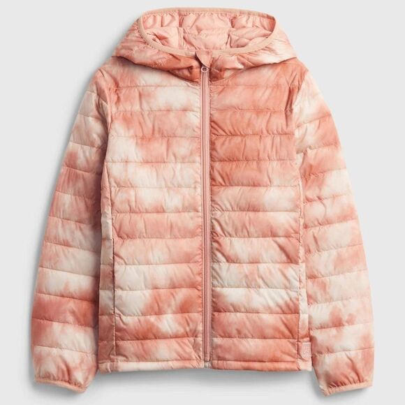 𝅺gap Kids 100% Recycled Polyester ColdControl Puffer Jacket pink tie dye - Picture 1 of 4